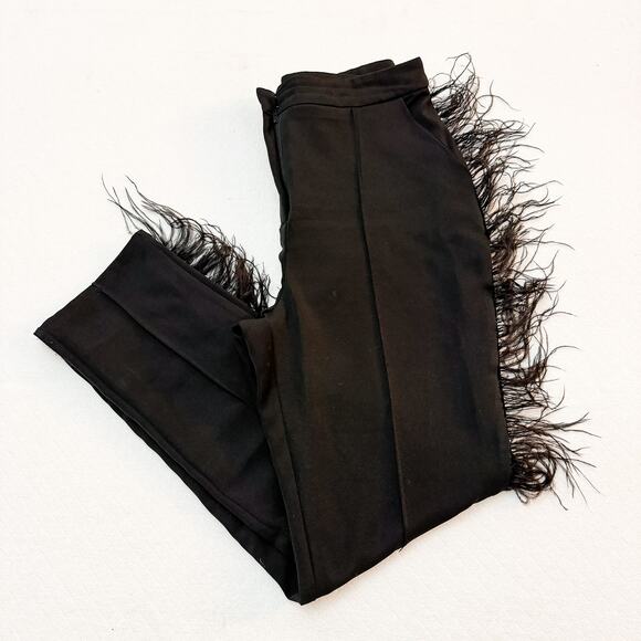 Club L London Black Count Me In Feather Trousers Pant Size 6 - Picture 4 of 9